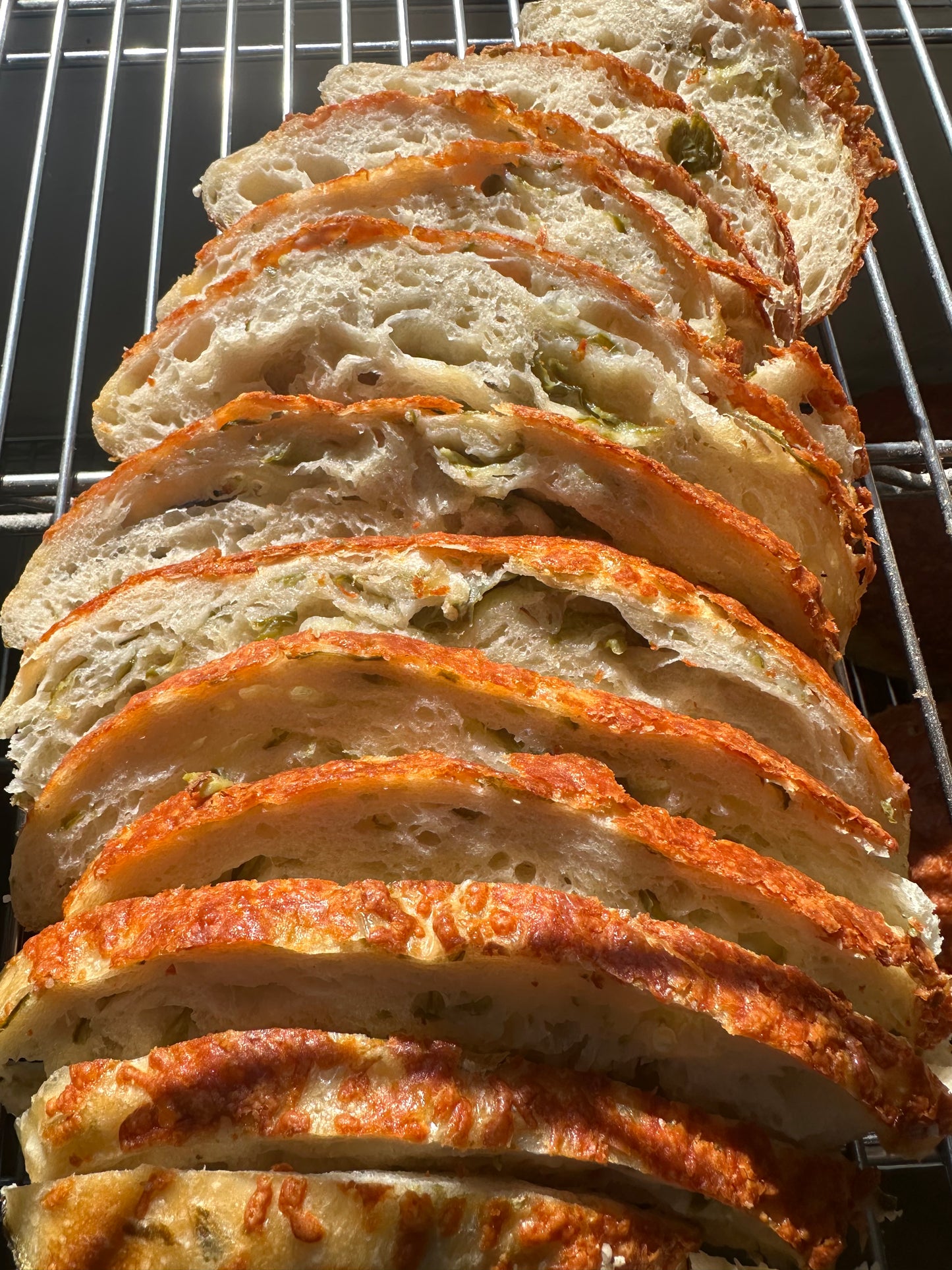 Sharp Cheddar Topped Jalapeño Sourdough Bread